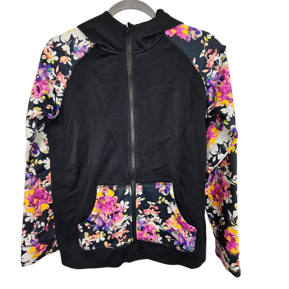 Burton Jacket Women L Black Floral Jacket Women Zip Up Jacket Hooded Jacket